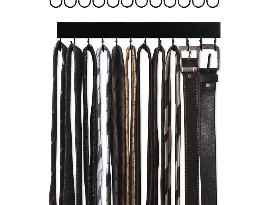 40% off Wooden Belt Organizer – 12 Hooks – $11.99 shipped!